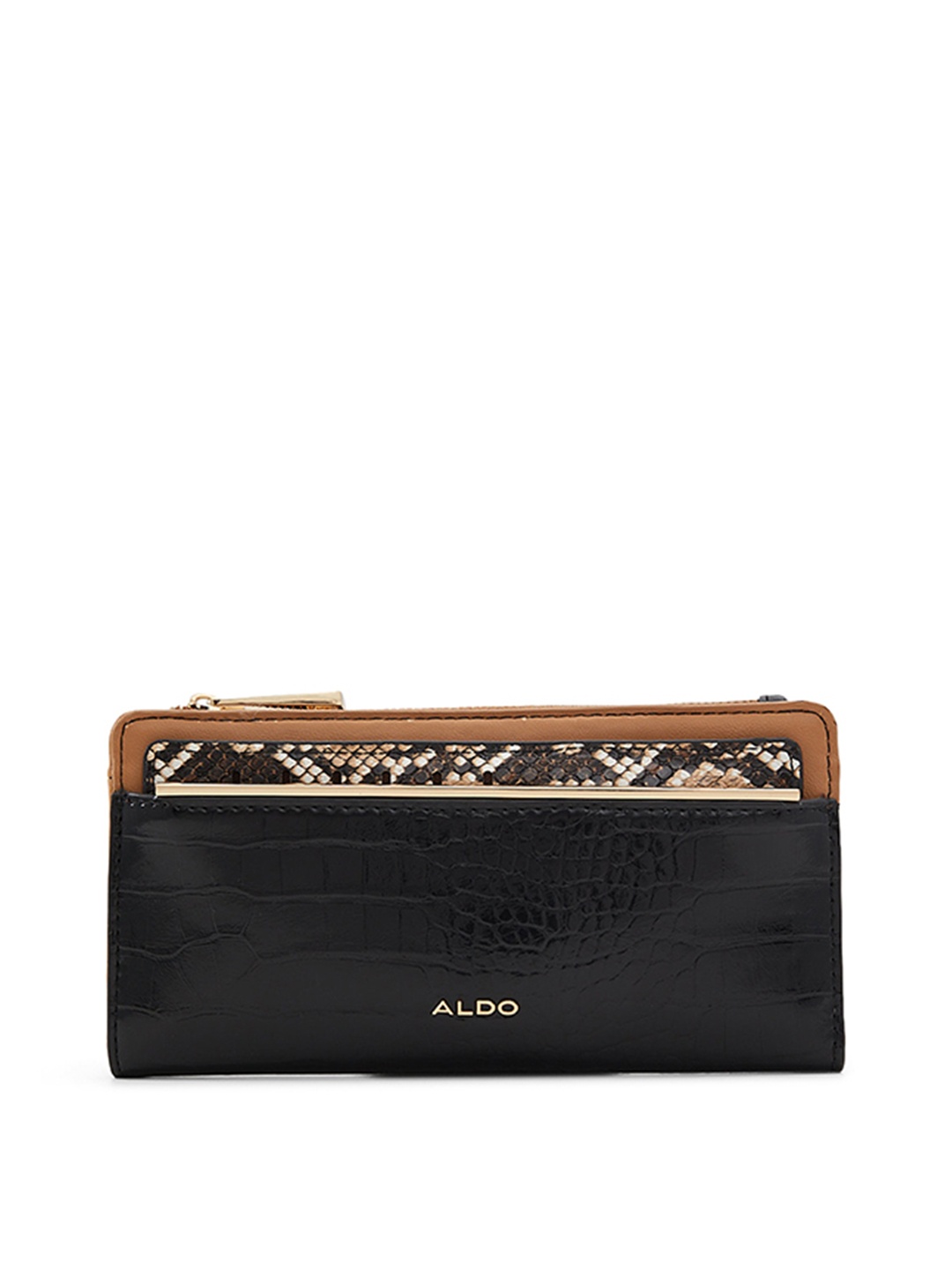 

ALDO Women Textured Two Fold Wallet With Card Holder, Beige