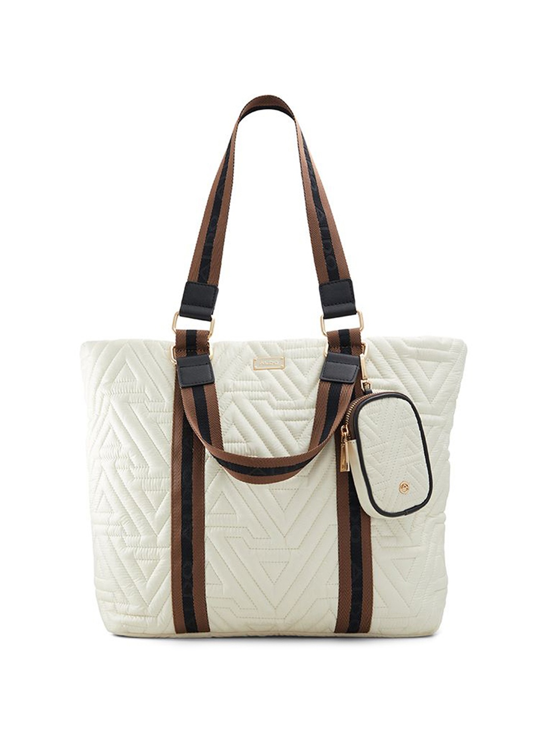 

ALDO Textured Shopper Handheld Bag with Quilted, Off white