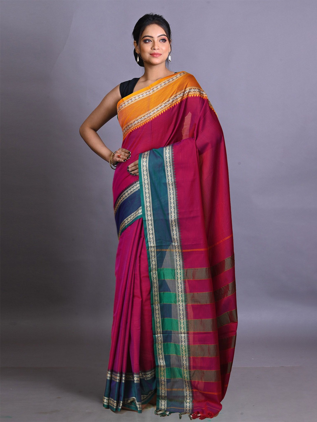 

Unnati Silks Pure Cotton Handloom Narayan Peth Saree, Pink