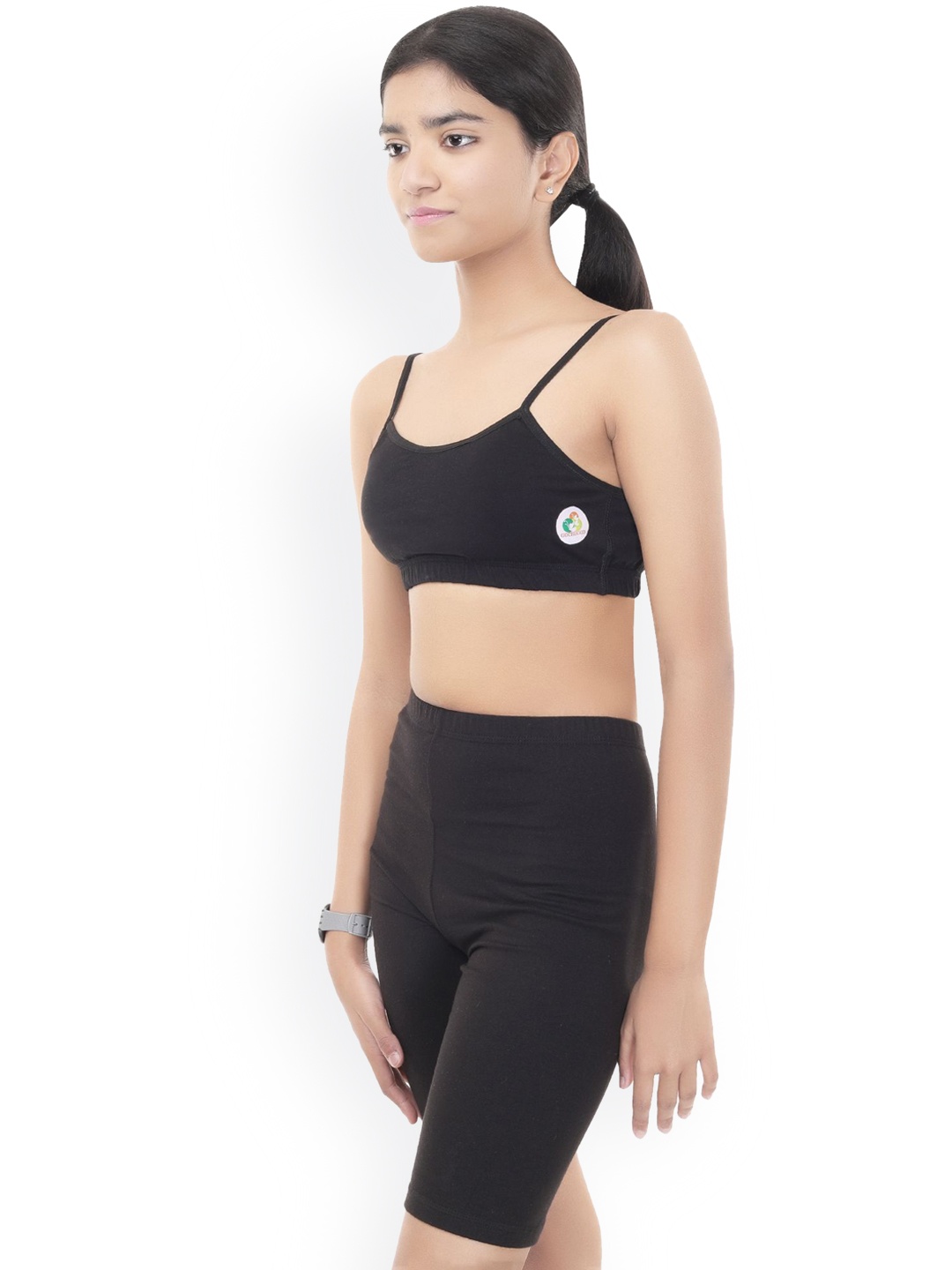 

GOCHIKKO Women Mid Rise Cotton Sports Shorts, Black