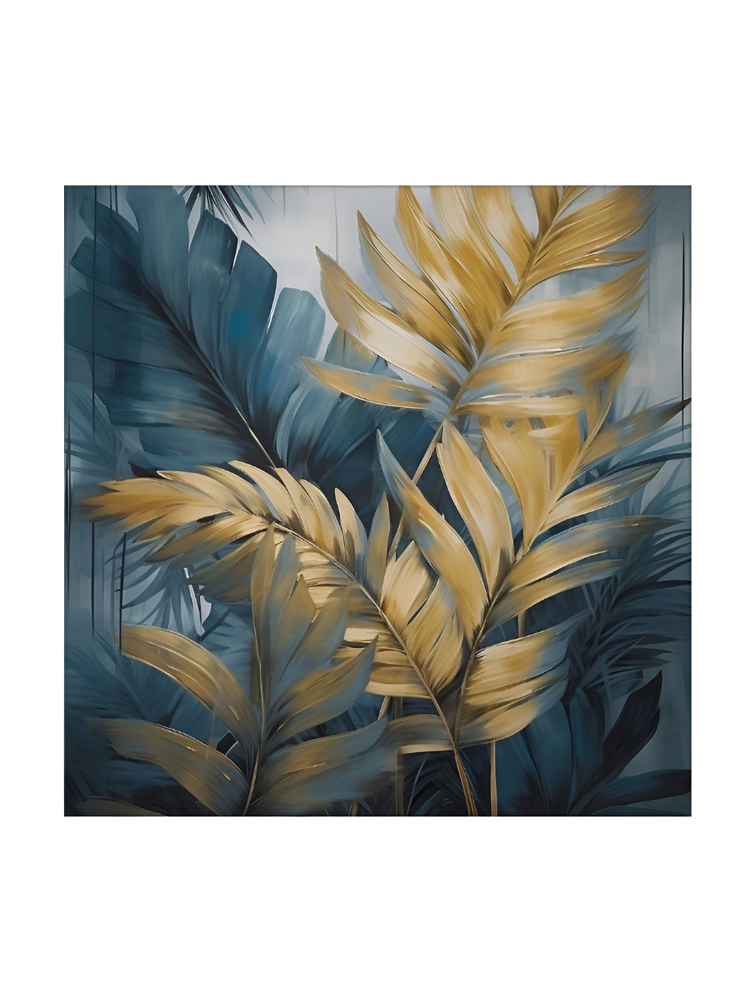 

RANDOM Blue & Gold-Toned Canvas Floral and Botanical Wall Art