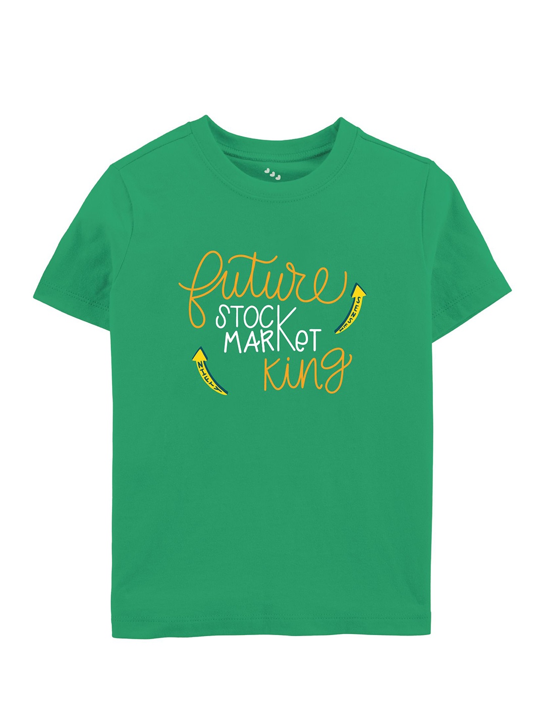 

Zeezeezoo Kids-Unisex Typography Printed Round Neck Cotton T-shirt, Green