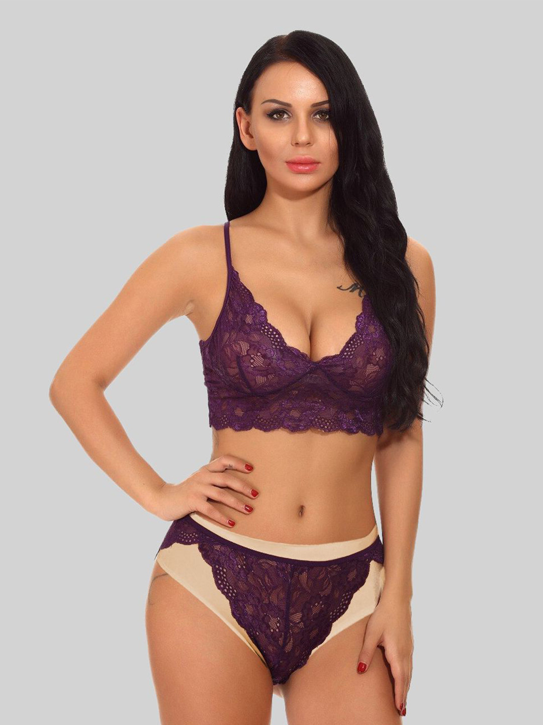

VAGHBHATT Self Designed Lingerie Set, Purple