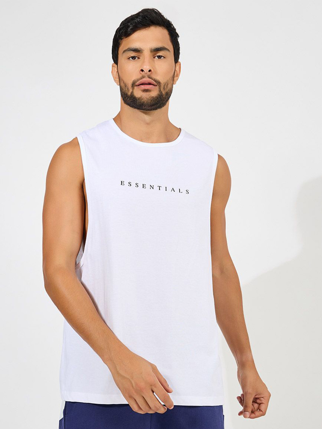 

Styli Printed Drop Armhole Oversized Pure Cotton Casual T-shirt, White