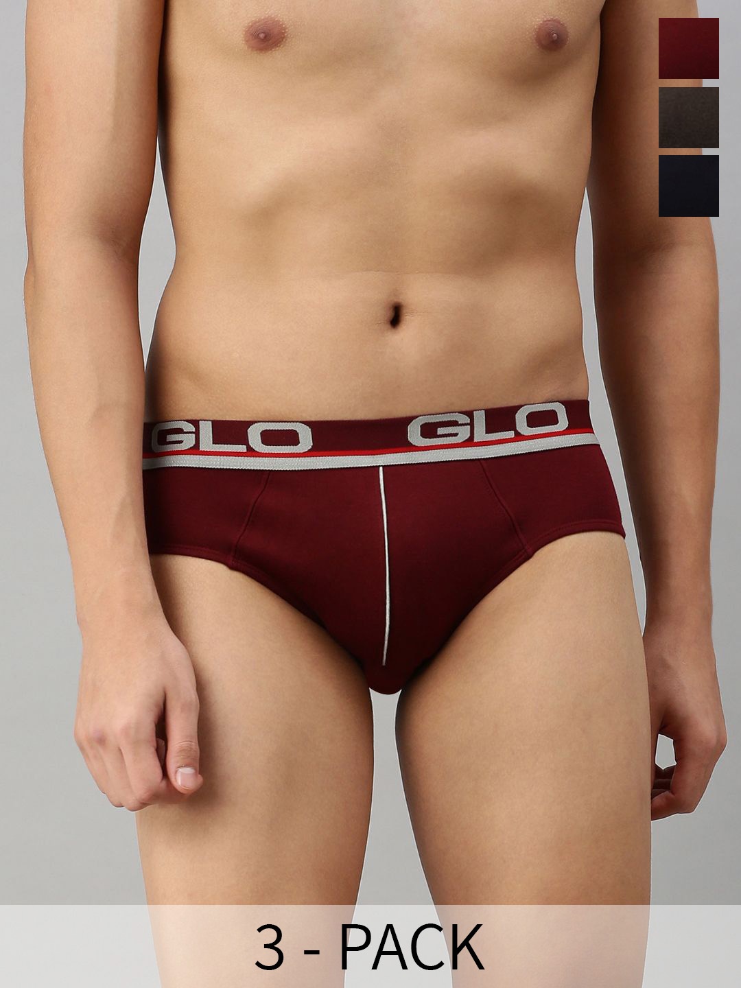 

Lux Cozi Pack Of 3 Mid Rise Basic Briefs LUX_GLO_BRF_AST3_3PC, Maroon