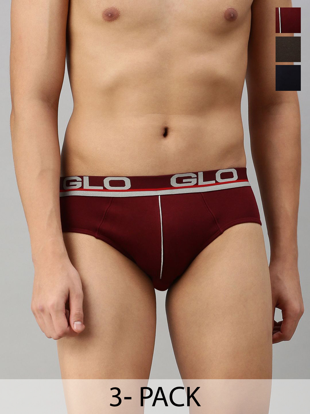

Lux Cozi Pack Of 3 Mid Rise Basic Briefs LUX_GLO_BRF_AST3_3PC, Maroon