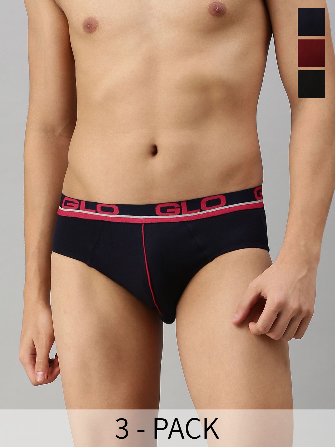 

Lux Cozi Pack Of 3 Mid-Rise Basic Briefs- LUX_GLO_BRF_AST2_3PC, Black