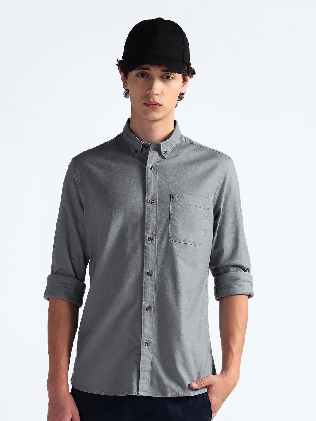 

Flying Machine Men Solid Slim Fit Casual Shirt, Grey