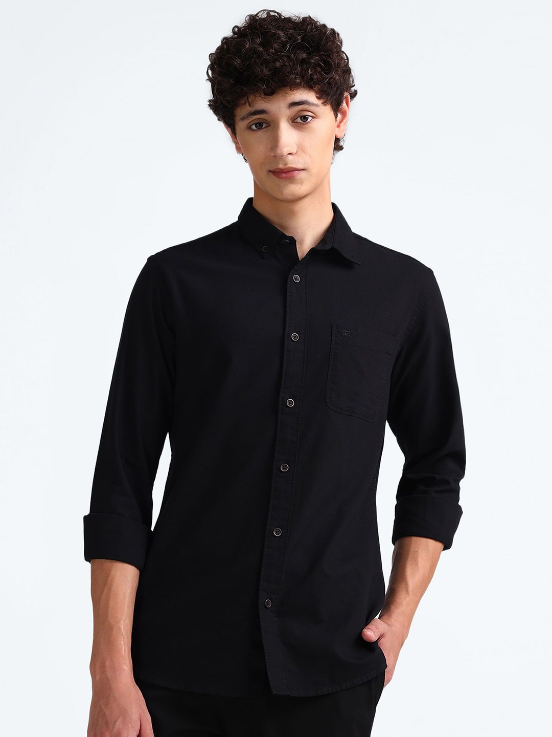 

Flying Machine Men Solid Slim Fit Casual Shirt, Black