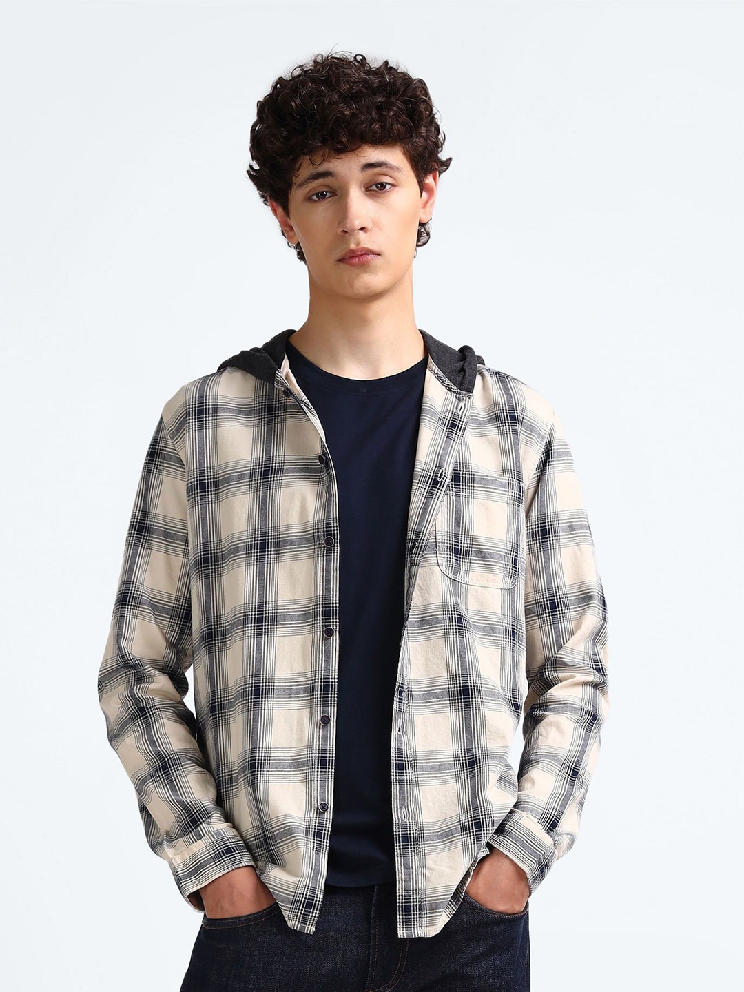 

Flying Machine Men Slim Fit Tartan Checks Opaque Checked Casual Shirt, White