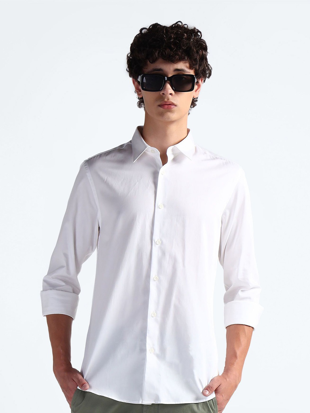 

Flying Machine Men Solid Slim Fit Casual Shirt, White