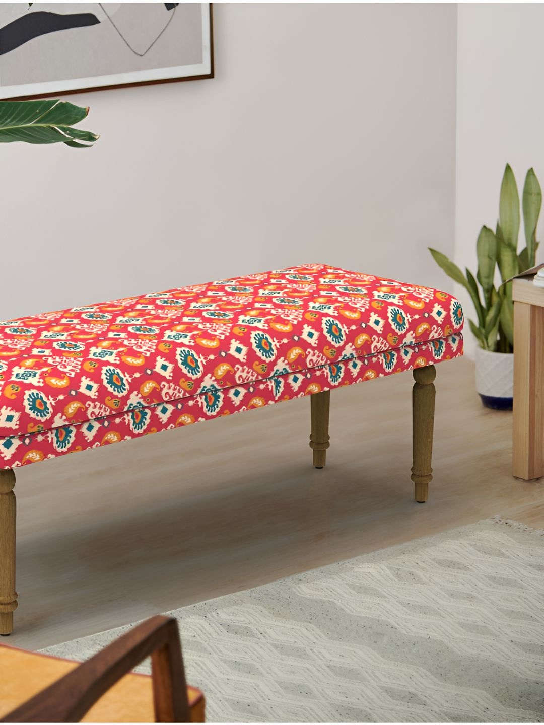 

Chumbak Red Printed Rectangle Nawaab Bench