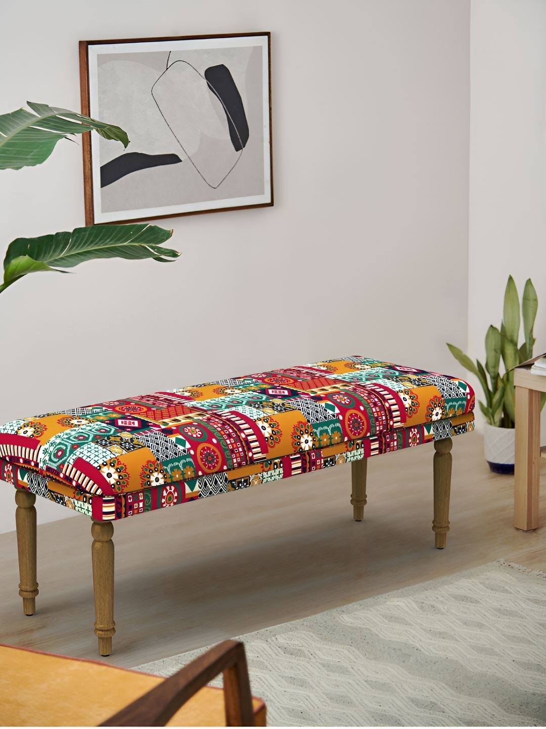 

Chumbak Red & Green Floral Nawaab Bench Lounge Chair