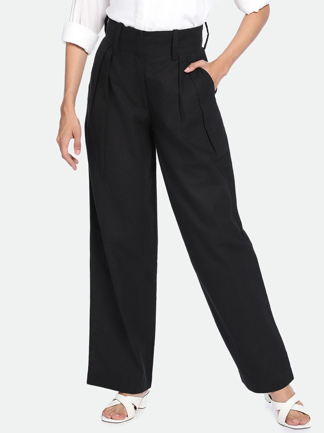 

DL Woman Women Loose Fit Pleated Trousers, Black