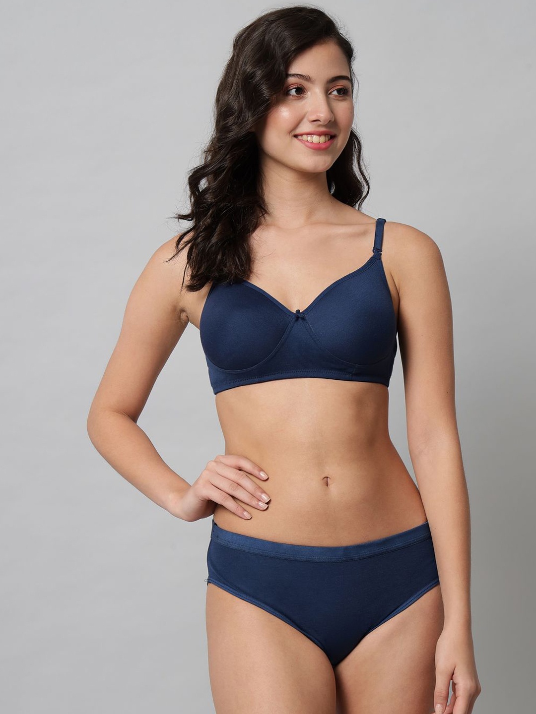 

R Cube Lightly Padded Lingerie Set RC_Night Full cup(Navy)_2_30, Blue