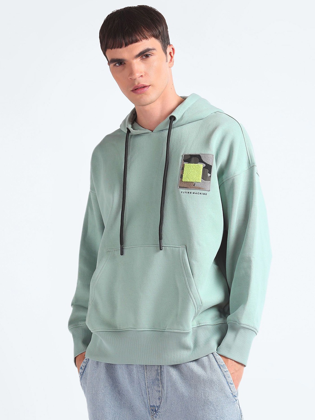 

Flying Machine Men Hooded Sweatshirt, Green