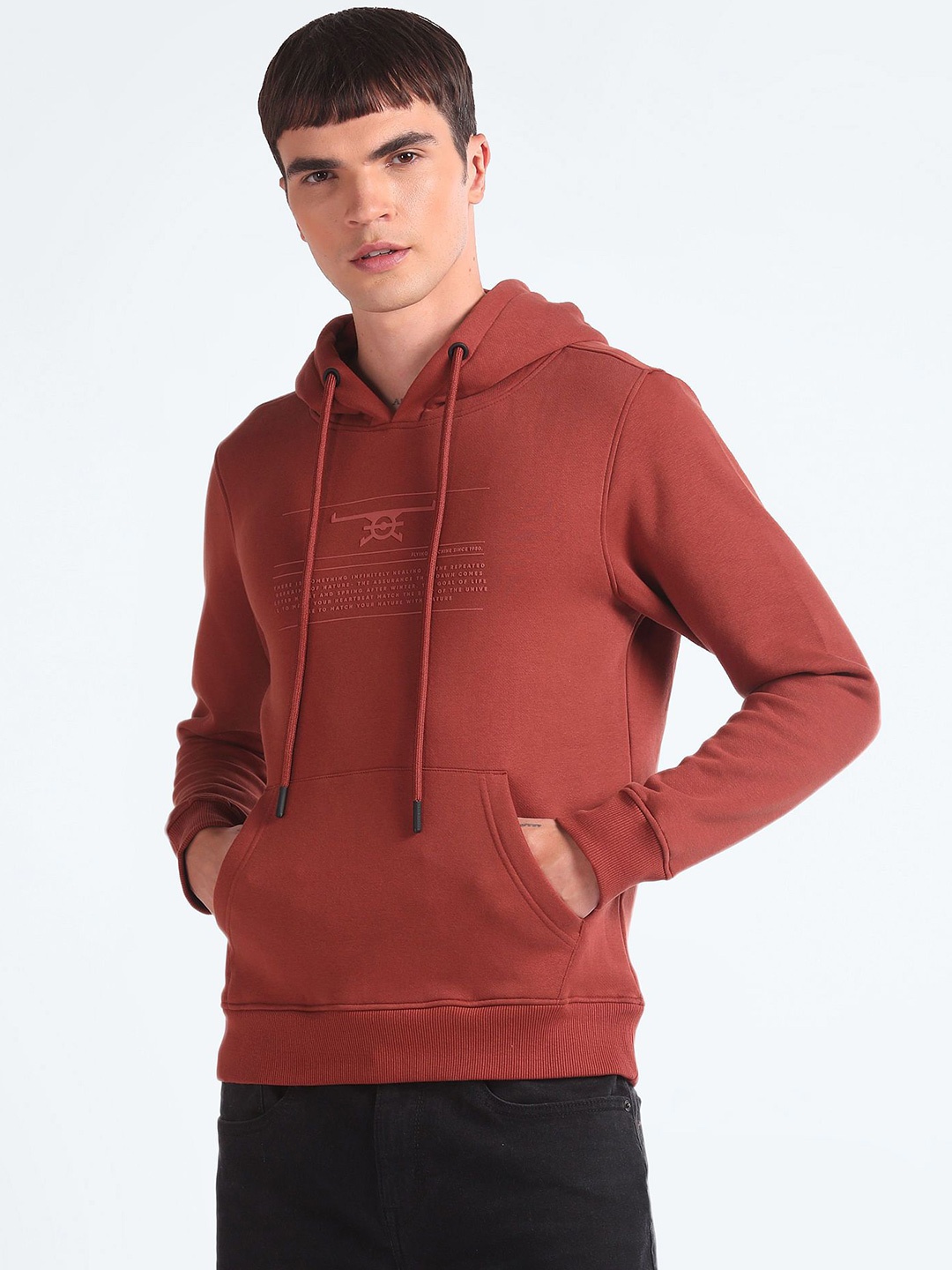 

Flying Machine Men Hooded Sweatshirt, Orange