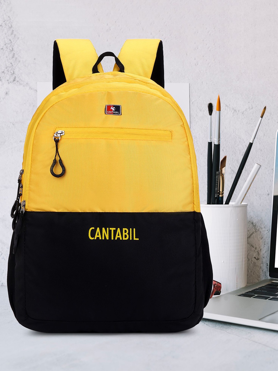 

Cantabil Colourblocked Backpack, Yellow