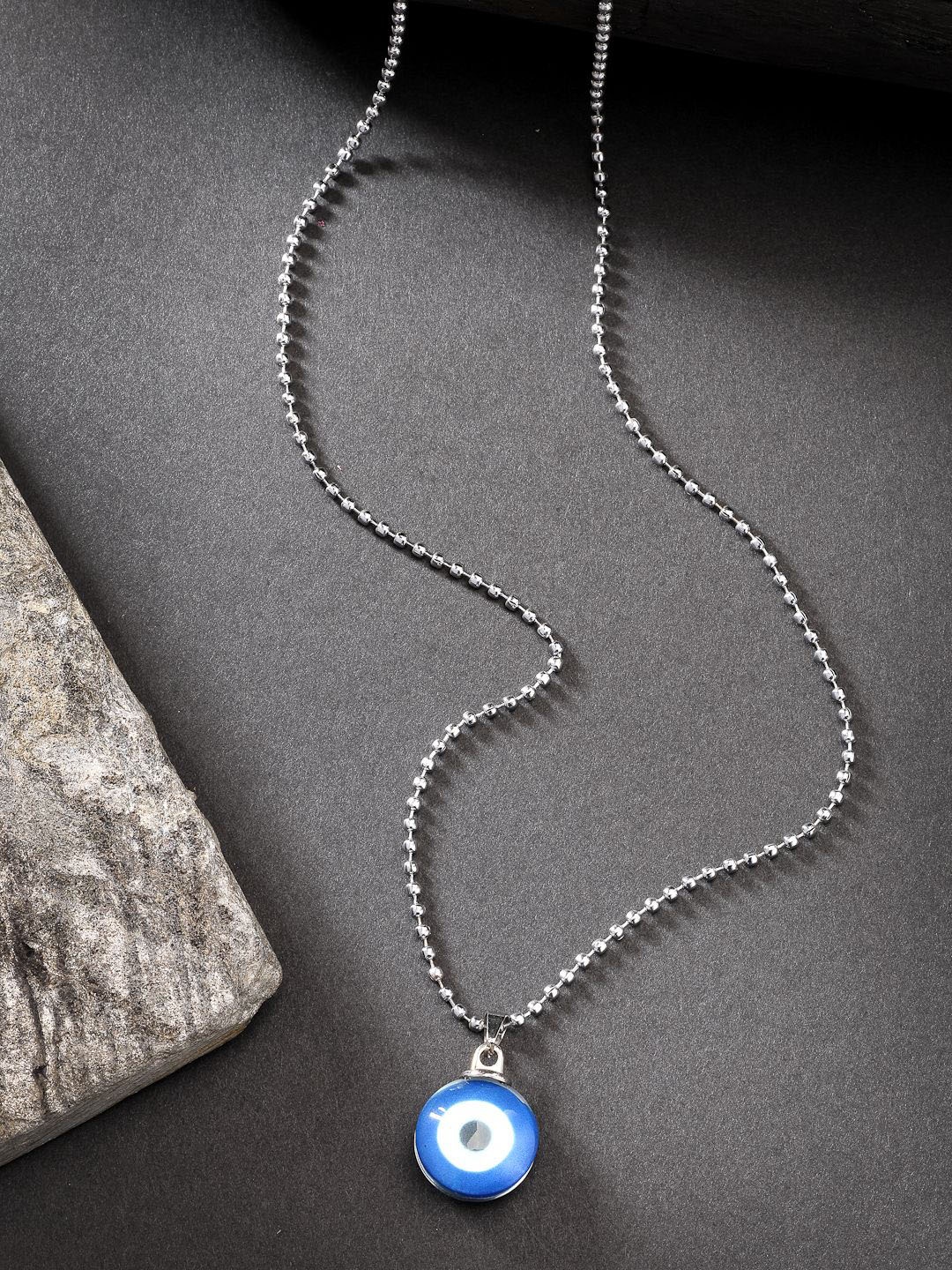 

NVR Unisex Silver-Plated Evil Eye Pendants with Chains