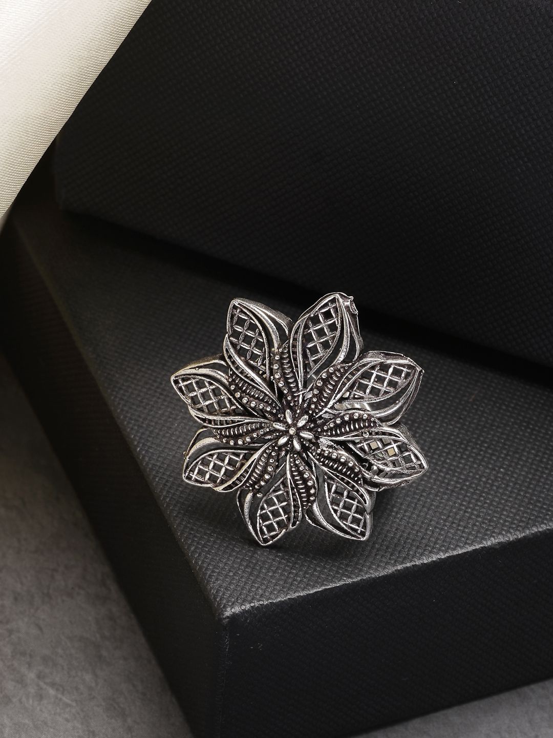 

NVR Silver-Plated German Silver Adjustable Finger Ring