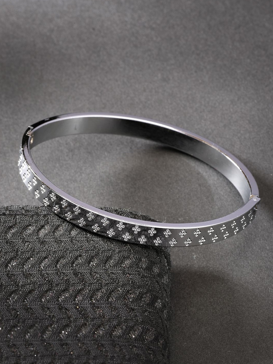 

NVR Men Silver-Plated Stainless Steel Kada Bracelet