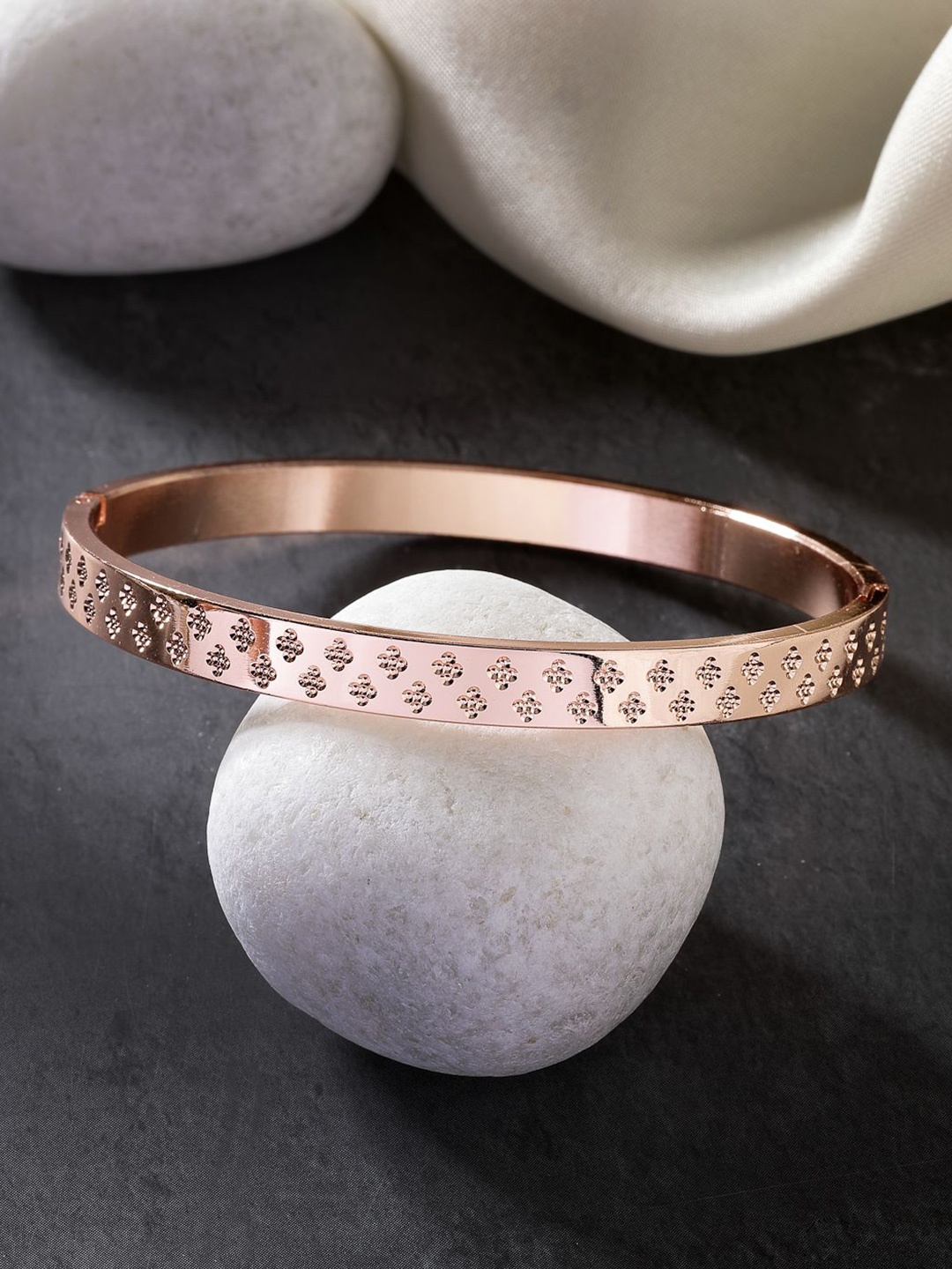 

NVR Men Rose Gold-Plated Stainless Steel Kada Bracelet