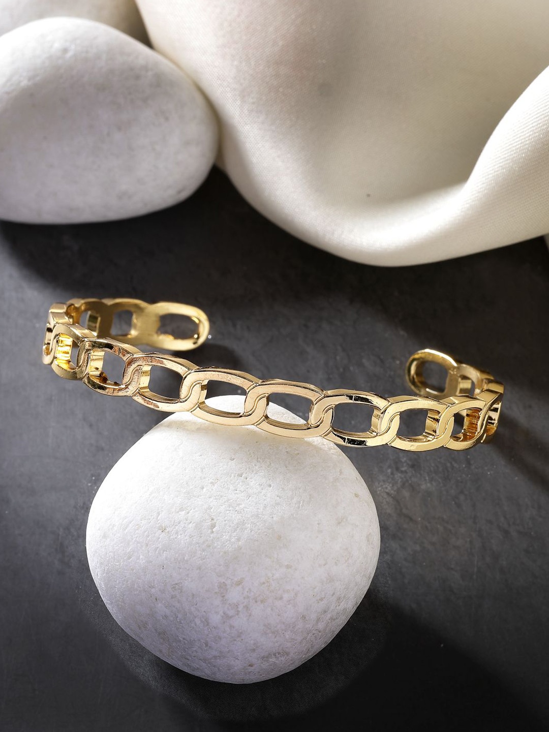 

NVR Men Gold-Plated Cuff Bracelet