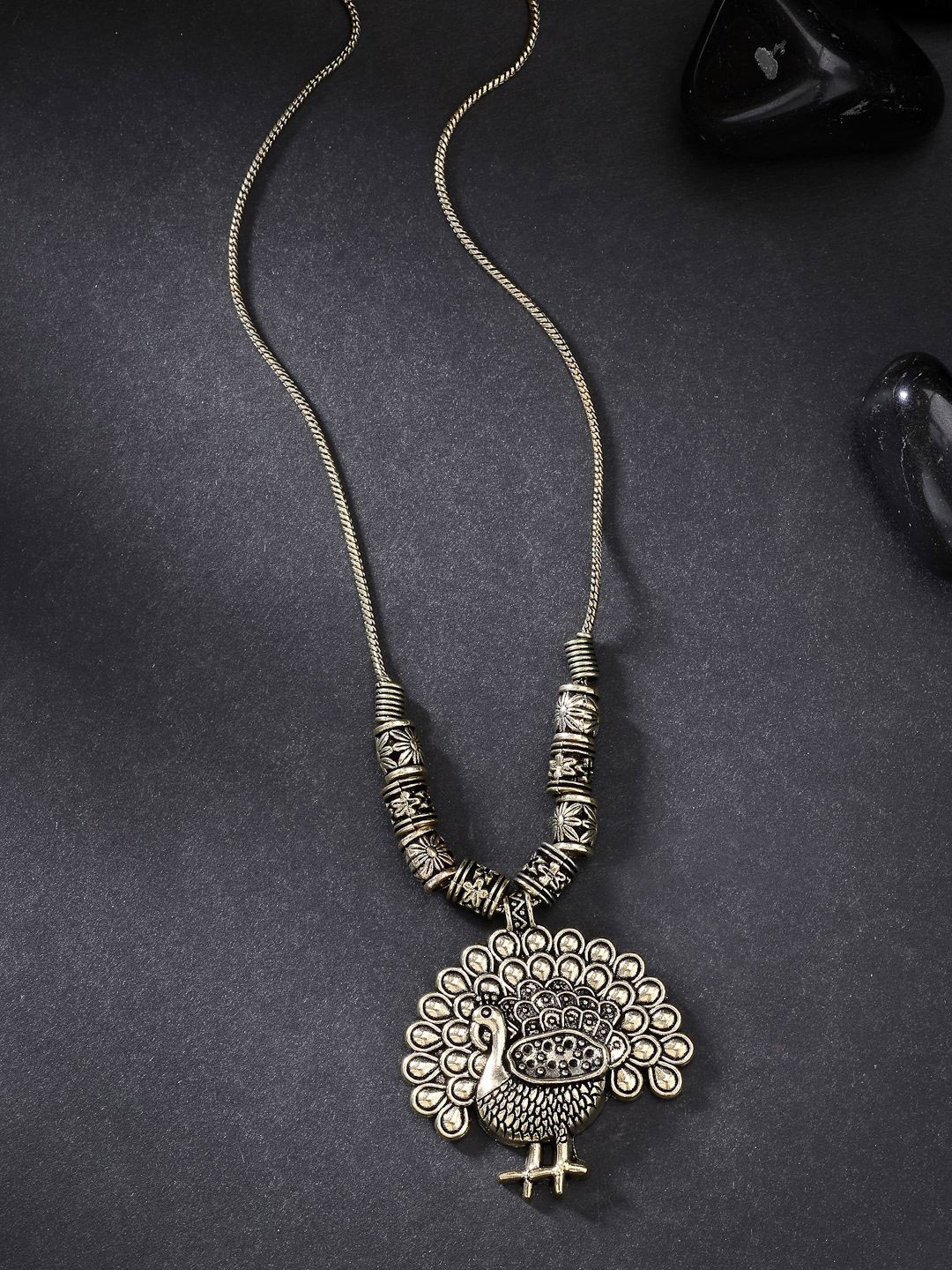 

NVR Gold-Plated Peacock Shaped Pendants with Chains
