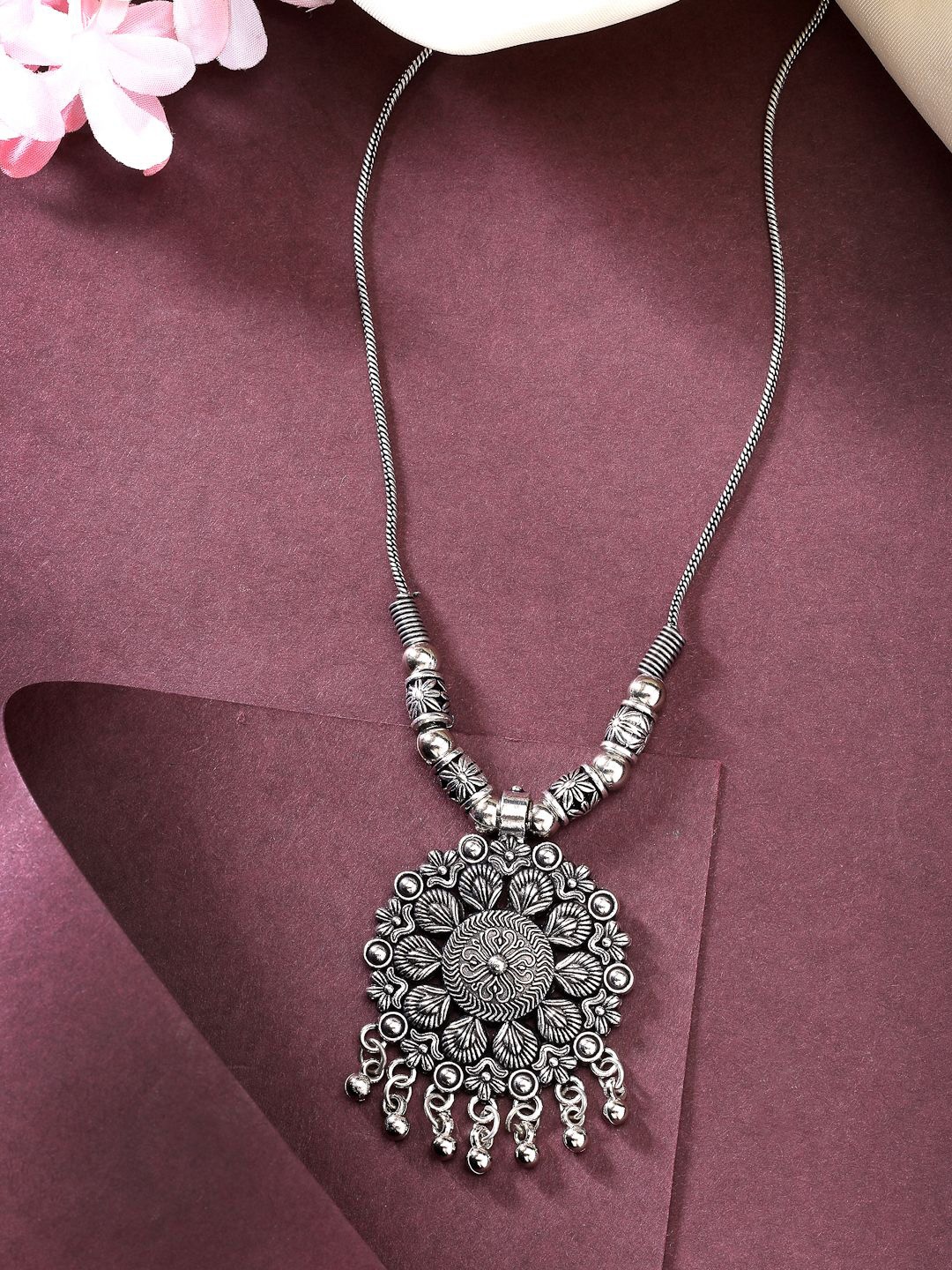 

NVR Silver Plated Oxidised German Silver Necklace