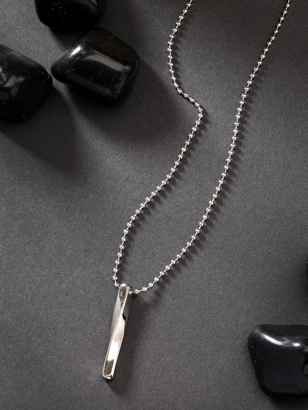 

NVR Men Silver-Plated Contemporary Stainless Steel Pendants with Chains