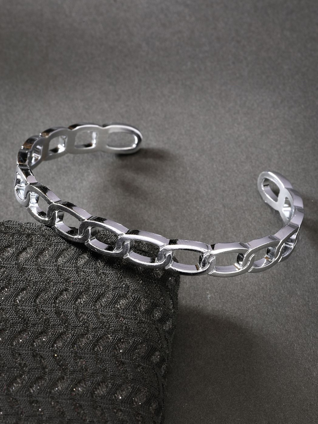 

NVR Men Silver-Plated Cuff Bracelet