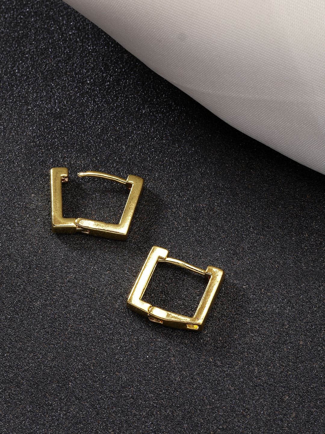 

NVR Gold-Plated Stainless Steel Geometric Hoop Earrings