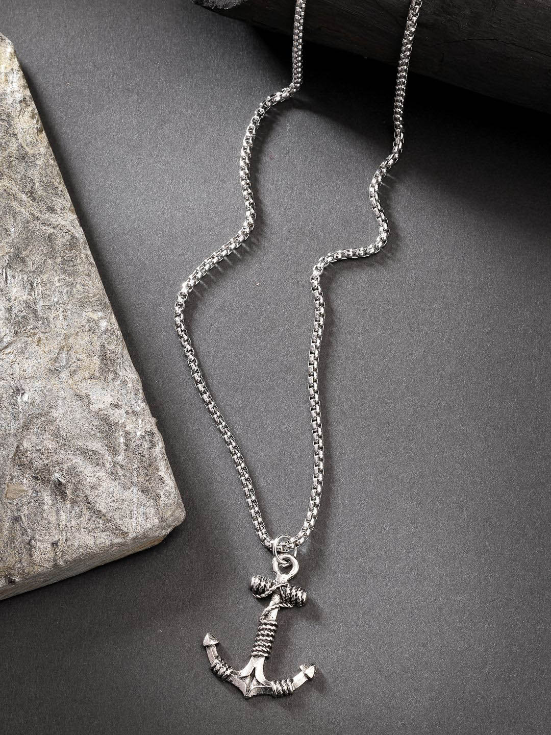 

NVR Men Silver-Plated Quirky Pendants With Chains