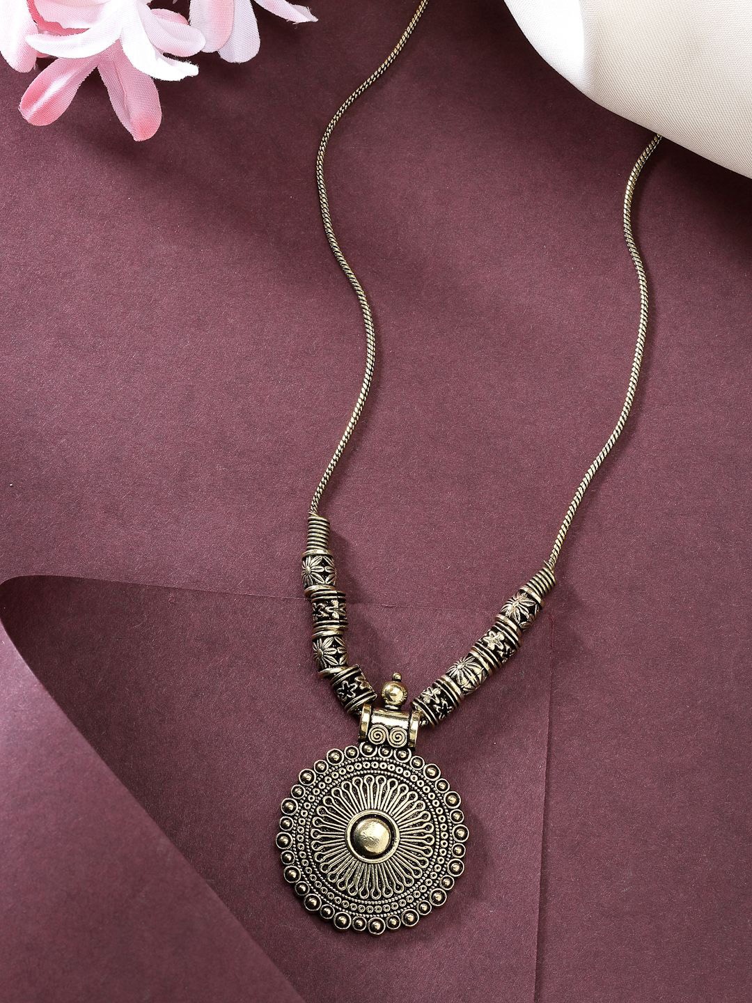 

NVR Gold-Plated Circular Shaped Necklace