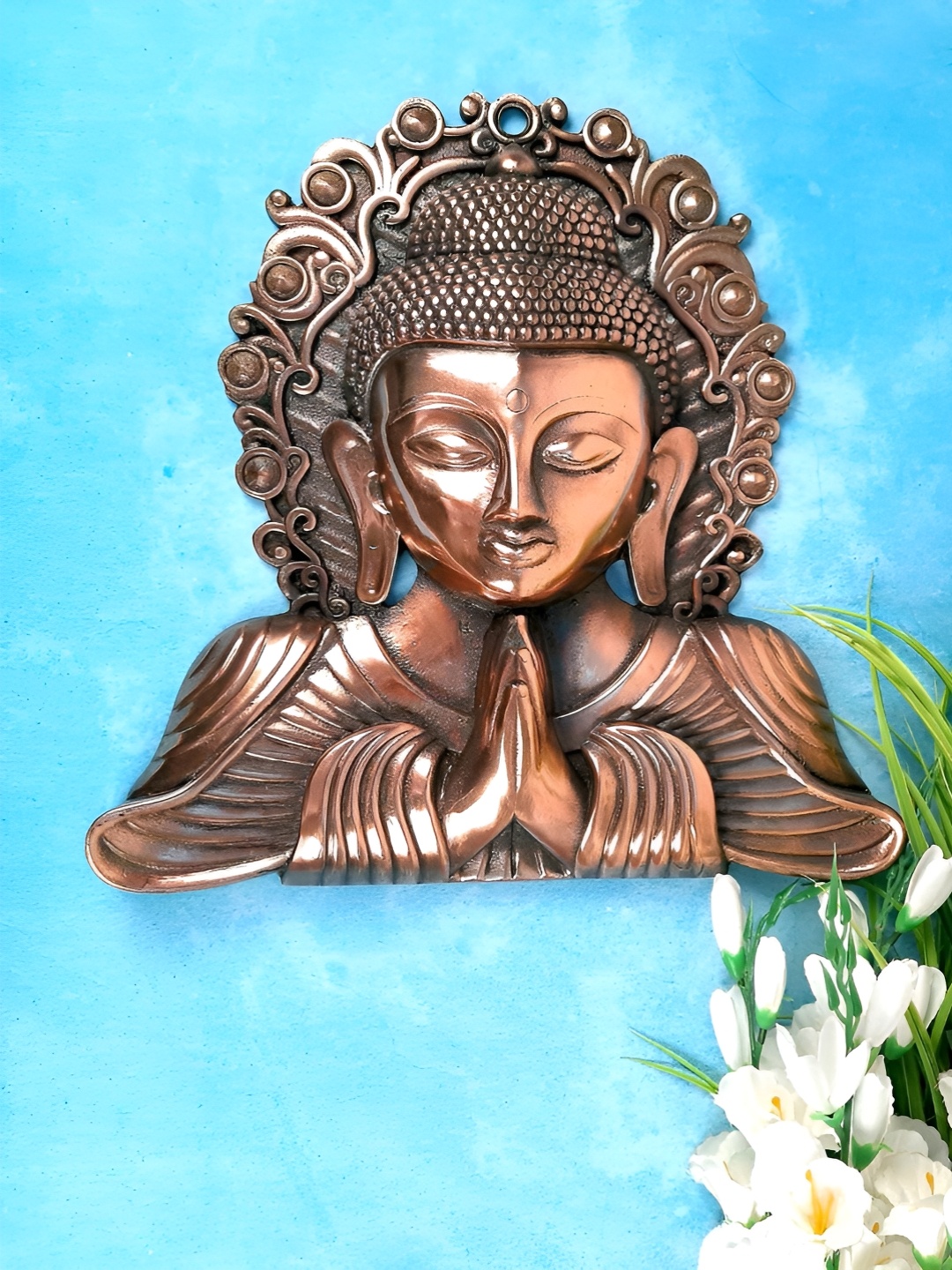 

apka mart Brown Metal Lord Buddha Wall Decor