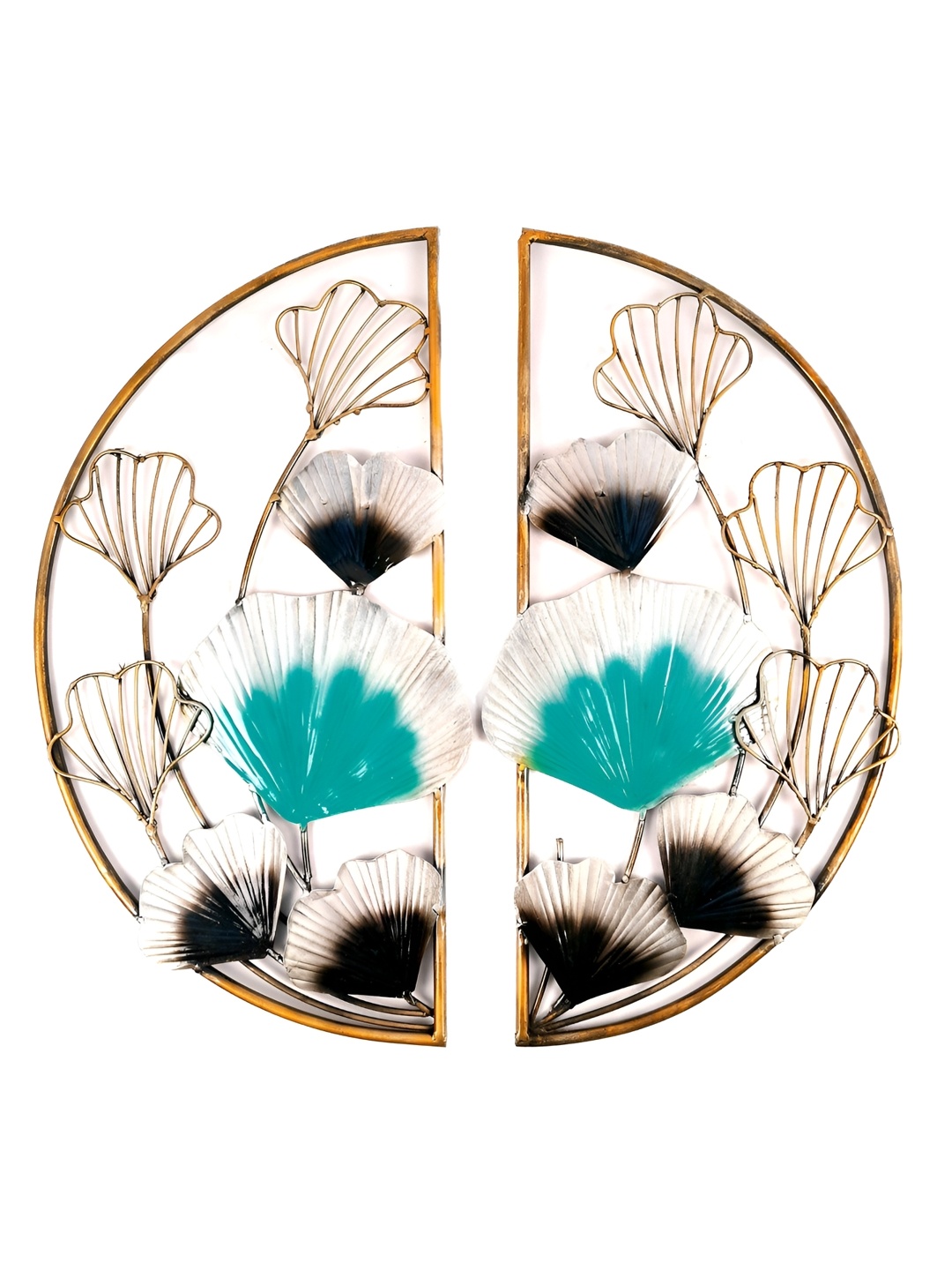 

apka mart Brown & Green Textured Metal Floral Design Wall Decor