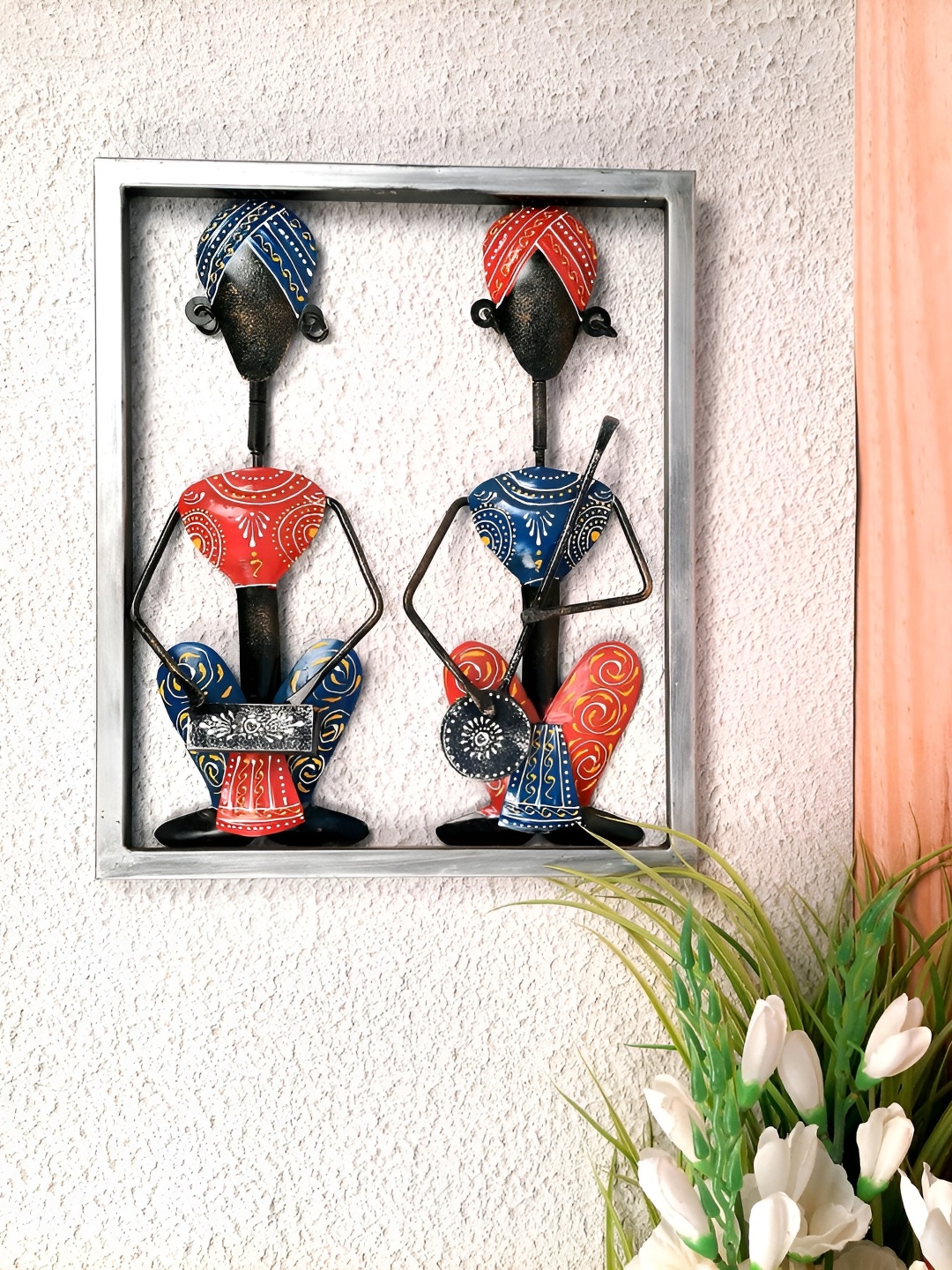 

apka mart Blue & Red Printed Tribal Musician Design Wall Hanging