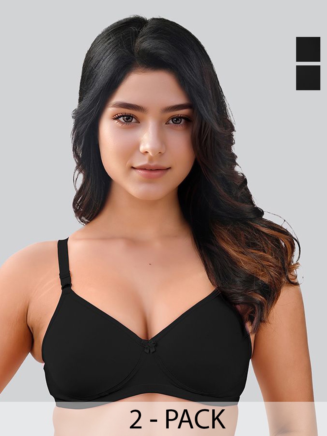 

LUX VENUS Pack Of 2 Bra Full Coverage Lightly Padded Cotton Bra, Black