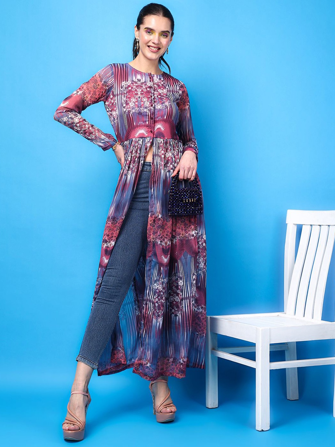 

BAESD Printed Long Sleeves Tunic, Purple