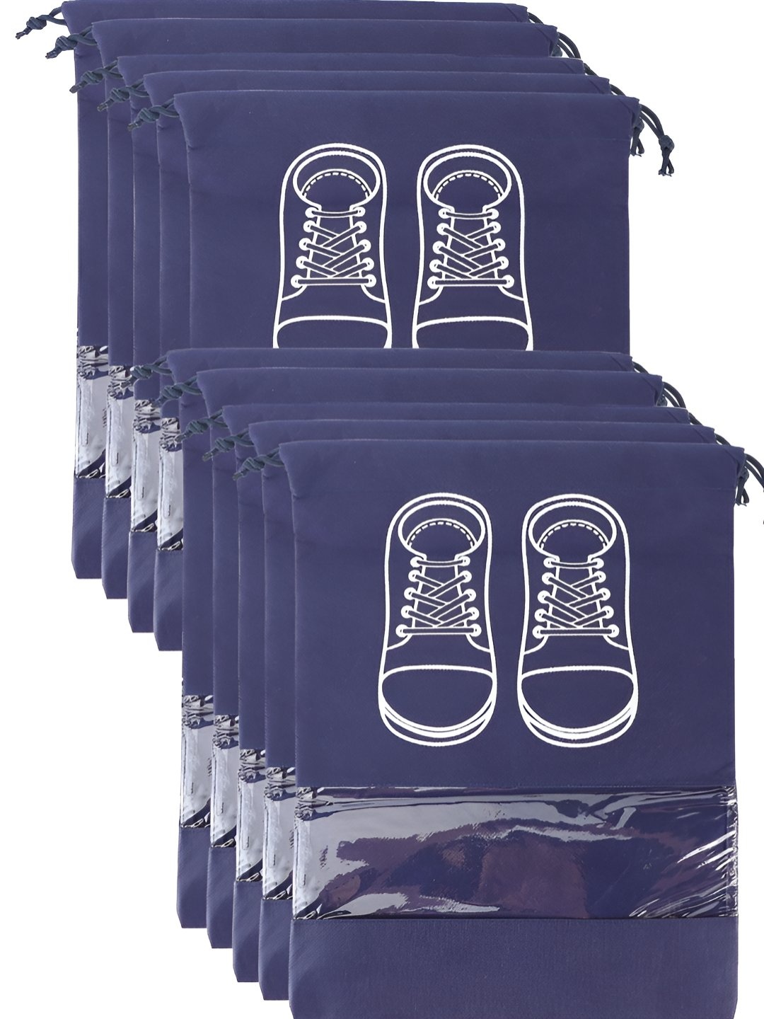 

P-Plus International 10 Pieces Printed Shoe Bag, Blue