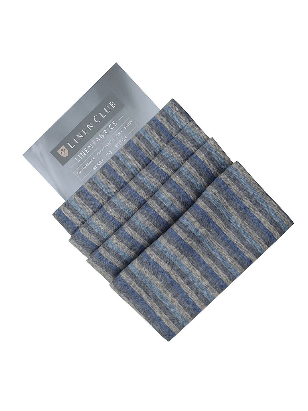 

Linen Club Men Striped Shirt Clothing Fabric, Blue