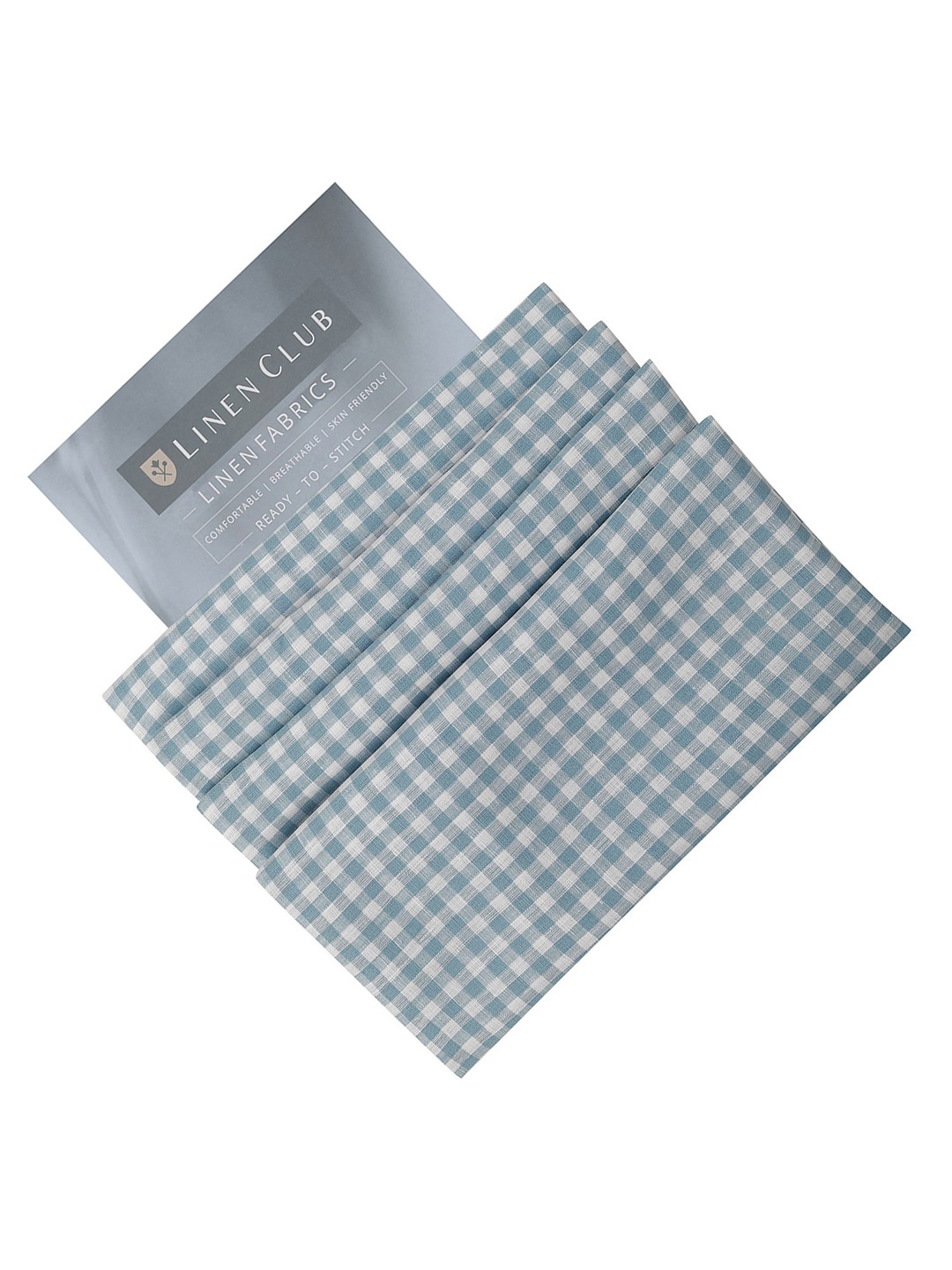 

Linen Club Men Checked Shirt Clothing Fabric, Blue