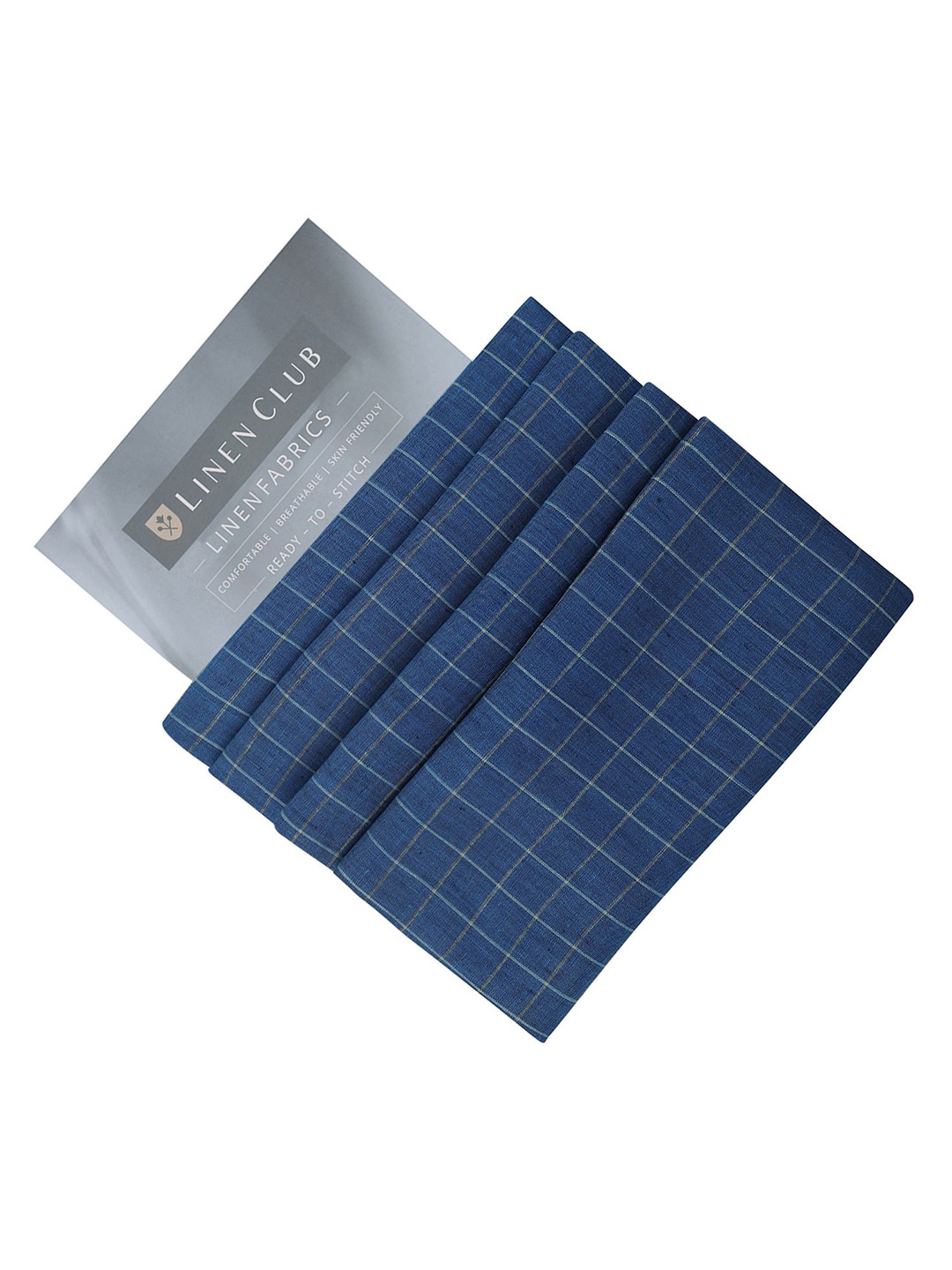 

Linen Club Men Checked Shirt Clothing Fabric, Blue