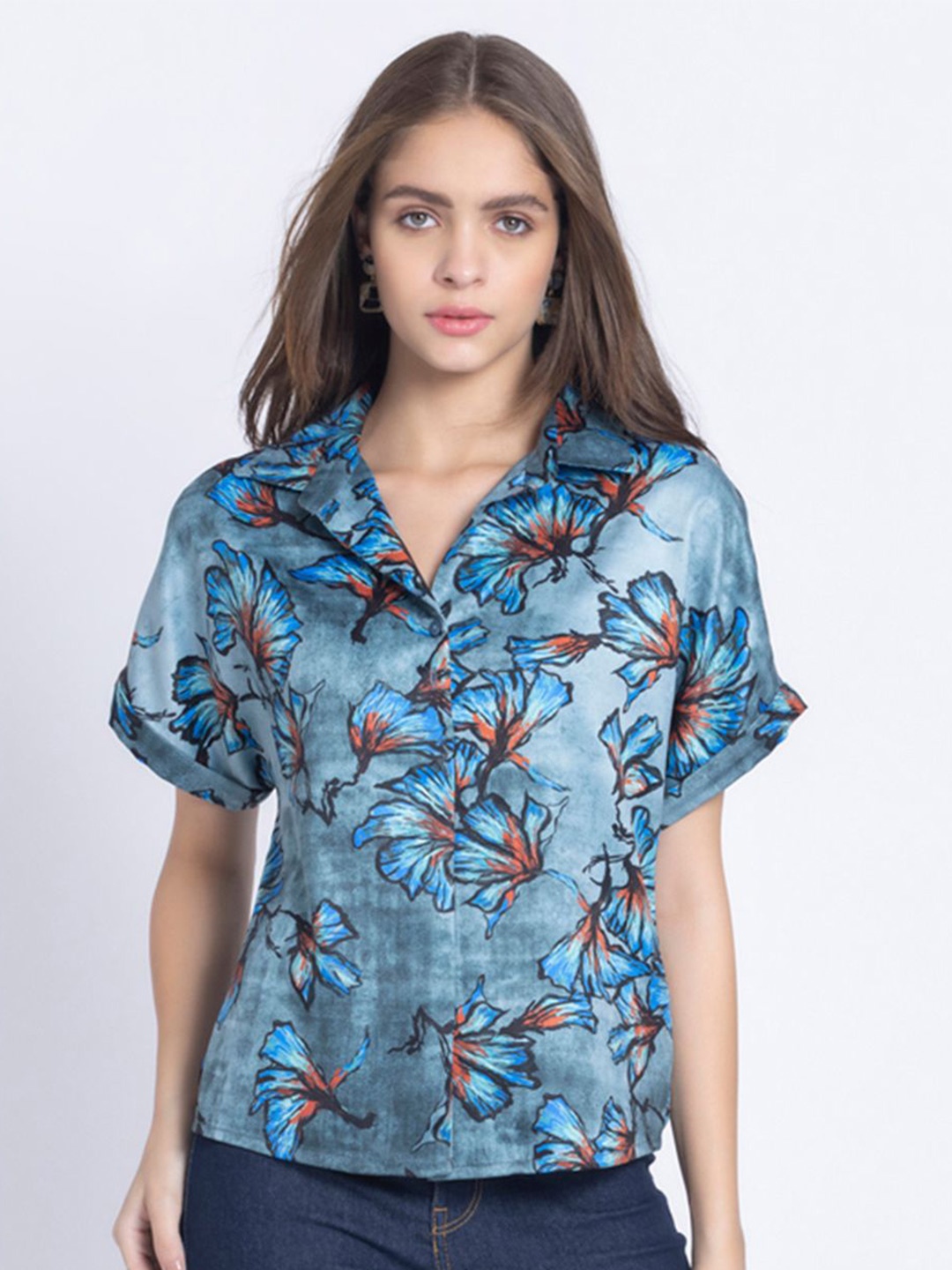 

SHAYE Women Relaxed Floral Opaque Printed Casual Shirt, Blue