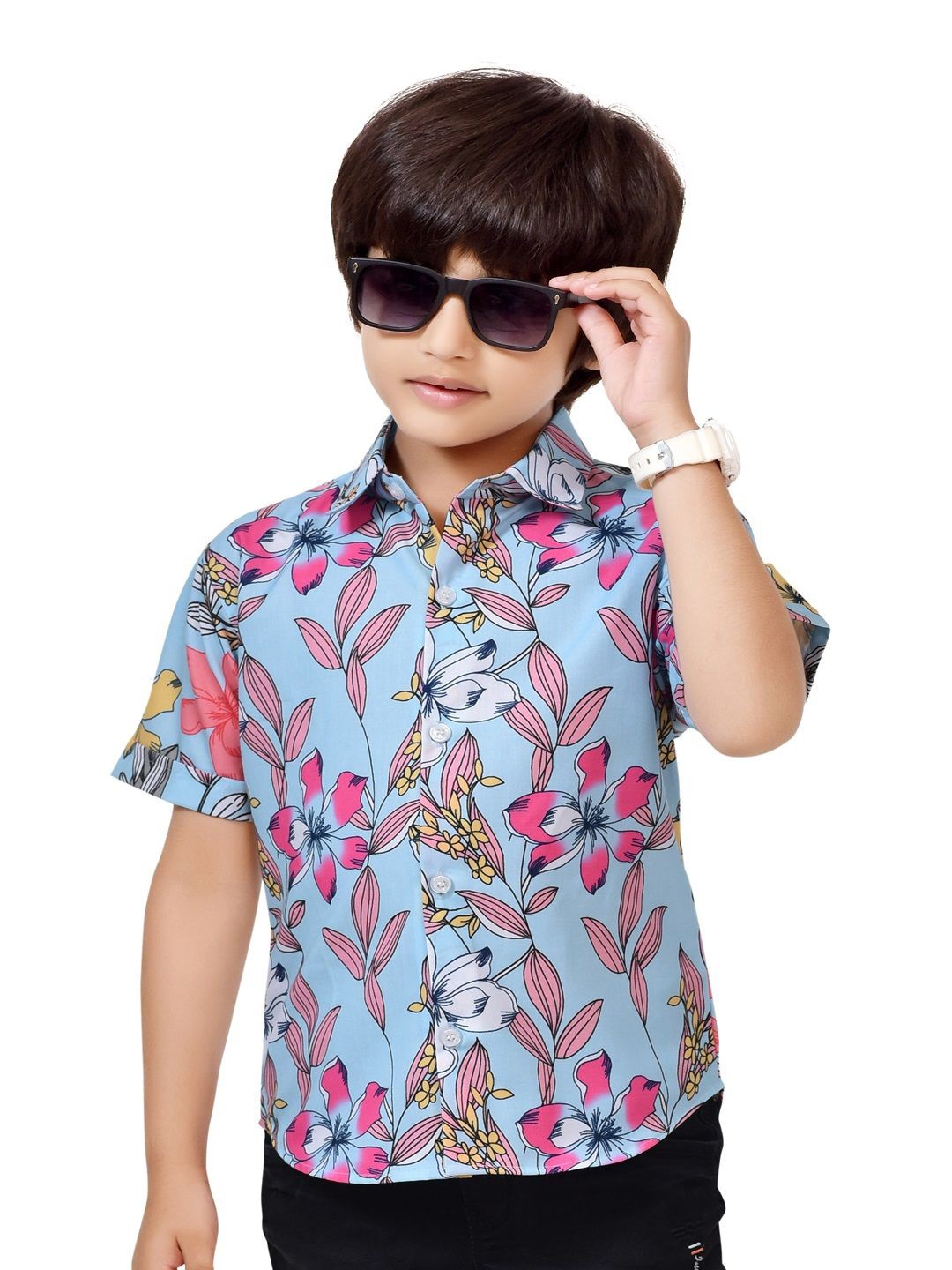 

BAESD Boys Standard Opaque Printed Casual Shirt, Blue