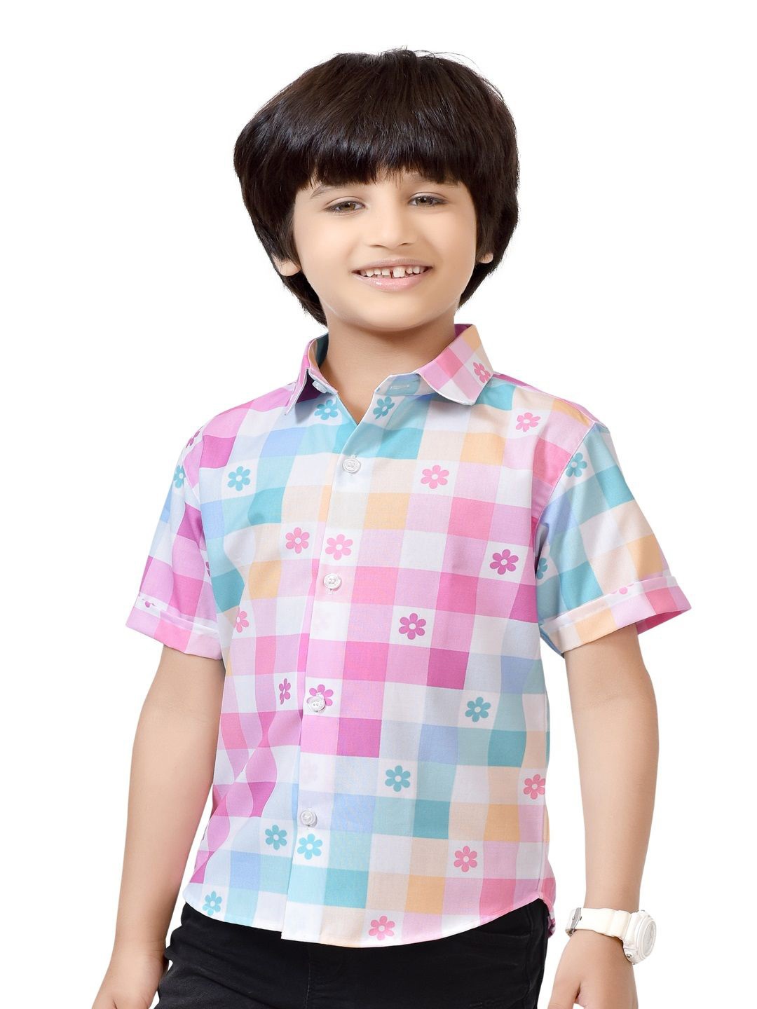 

BAESD Boys Standard Opaque Checked Casual Shirt, Multi