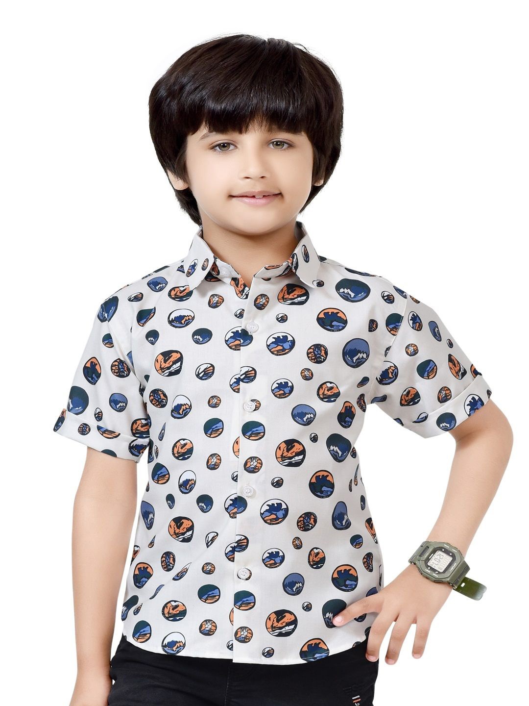 

BAESD Boys Standard Opaque Printed Casual Shirt, White