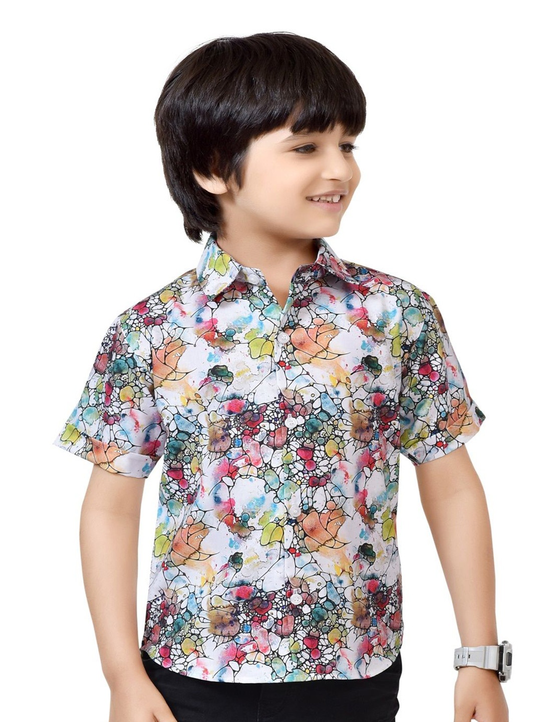 

BAESD Boys Standard Floral Opaque Printed Casual Shirt, White