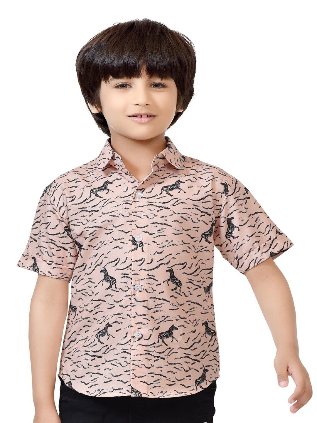 

BAESD Boys Standard Opaque Printed Casual Shirt, Peach