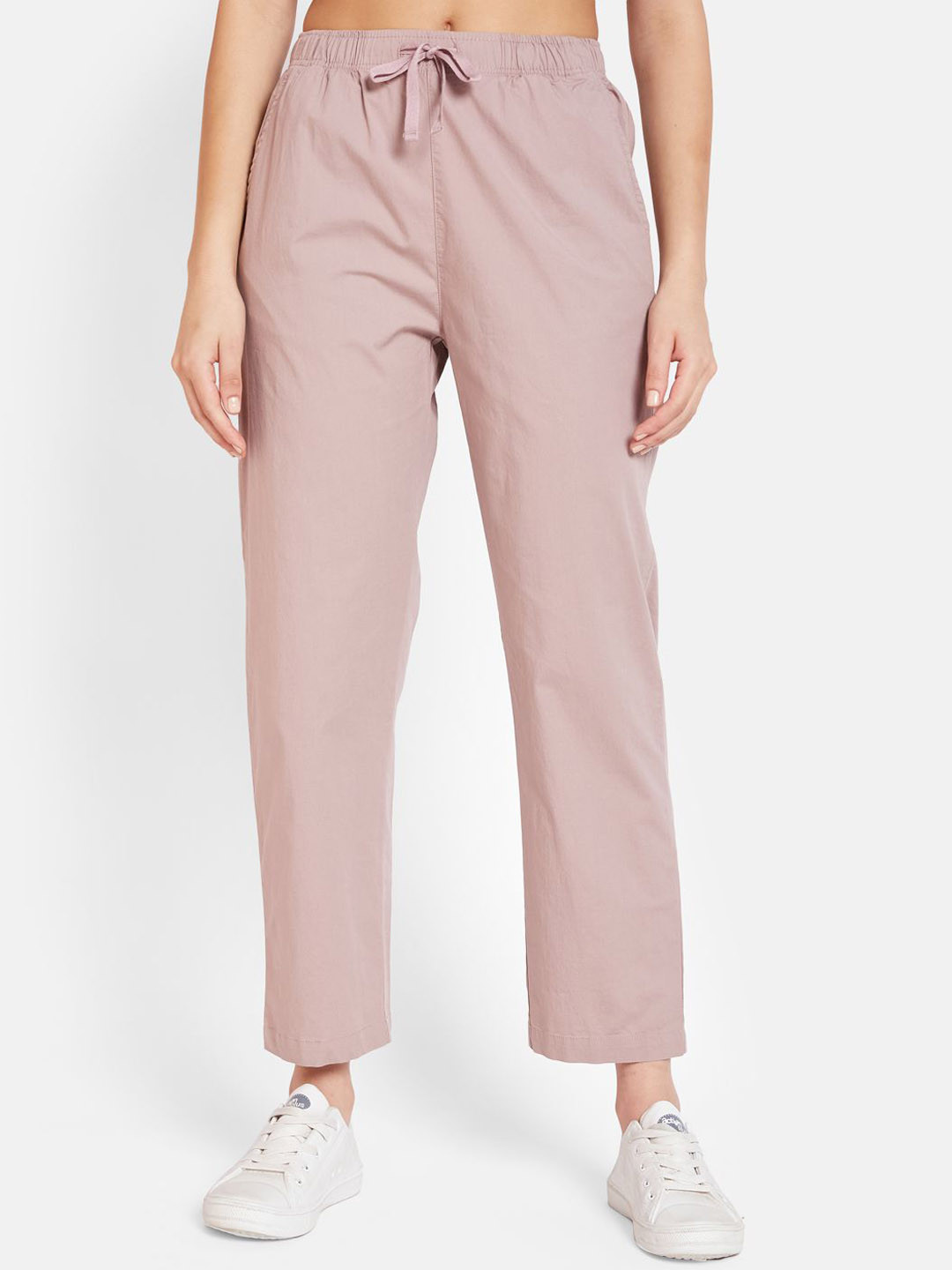 

METTLE Ss-24 Women Cotton Track Pants, Pink